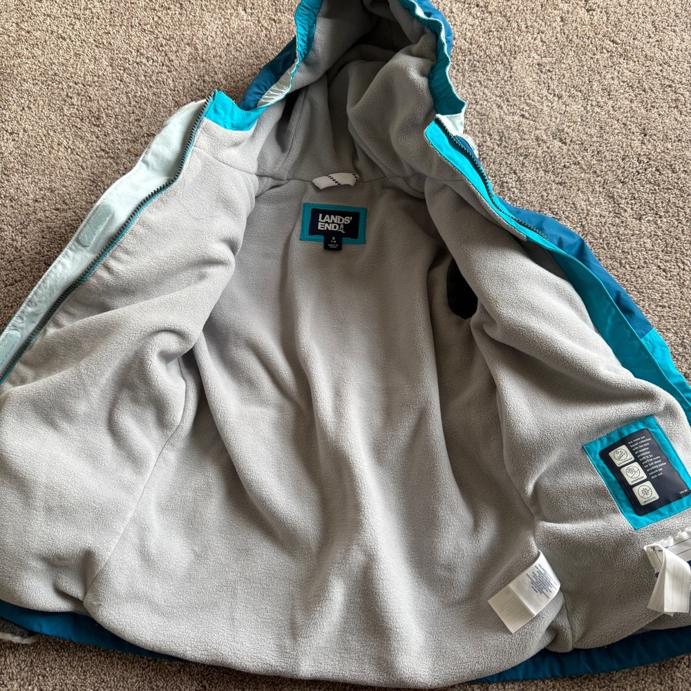 Land's End Teal Squall Winter Waterproof Insulated Jacket Size Small 7/8 - Picture 3 of 7